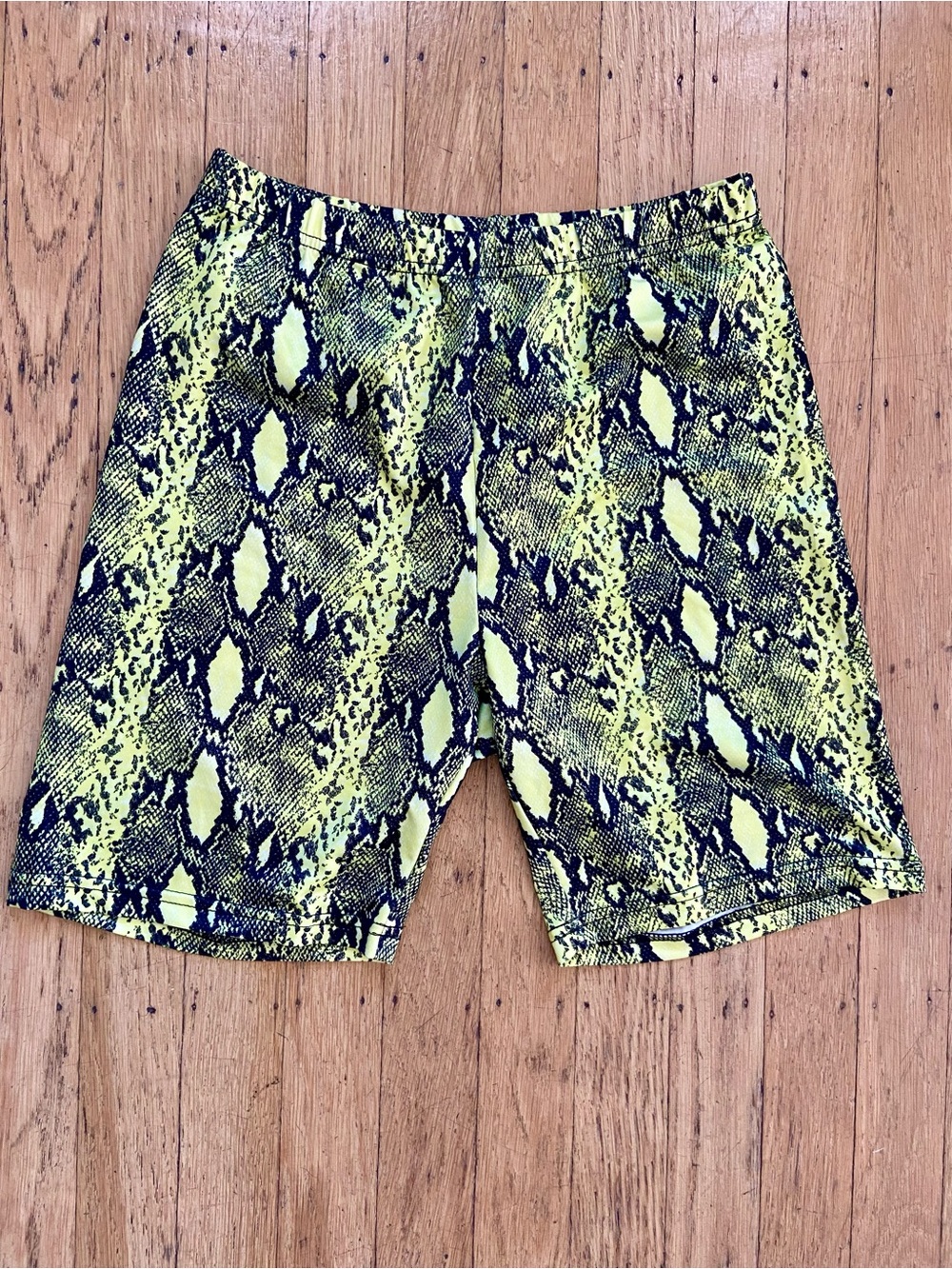 Lime green & black snakeskin bike shorts